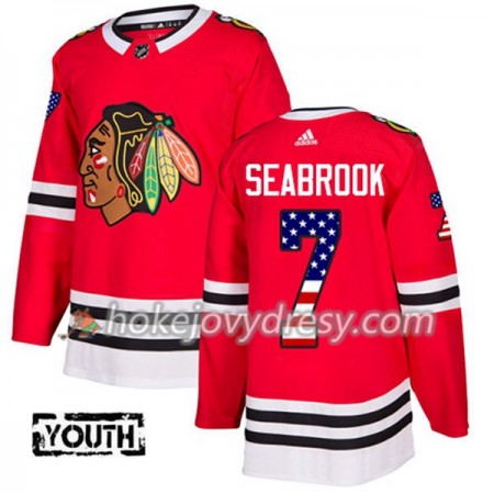 Dětské Hokejový Dres Chicago Blackhawks Brent Seabrook 7 2017-2018 USA Flag Fashion Černá Adidas Authentic
